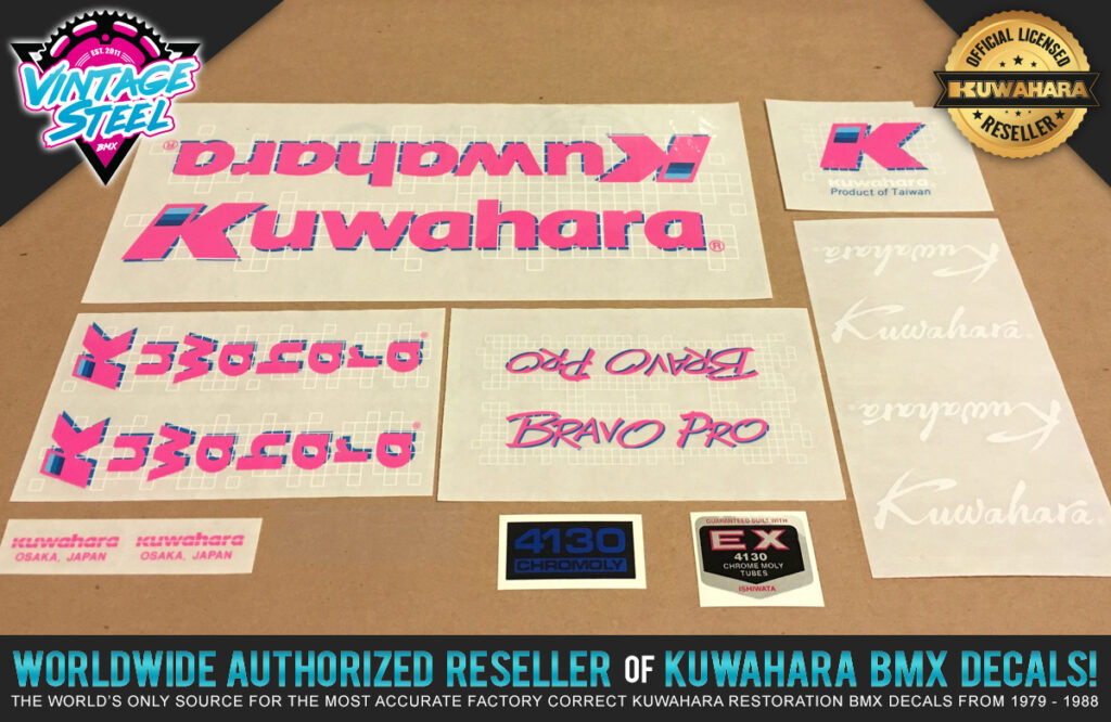 Kuwahara BRAVO TEAM BMX Decal Set (1987) - Vintage Steel