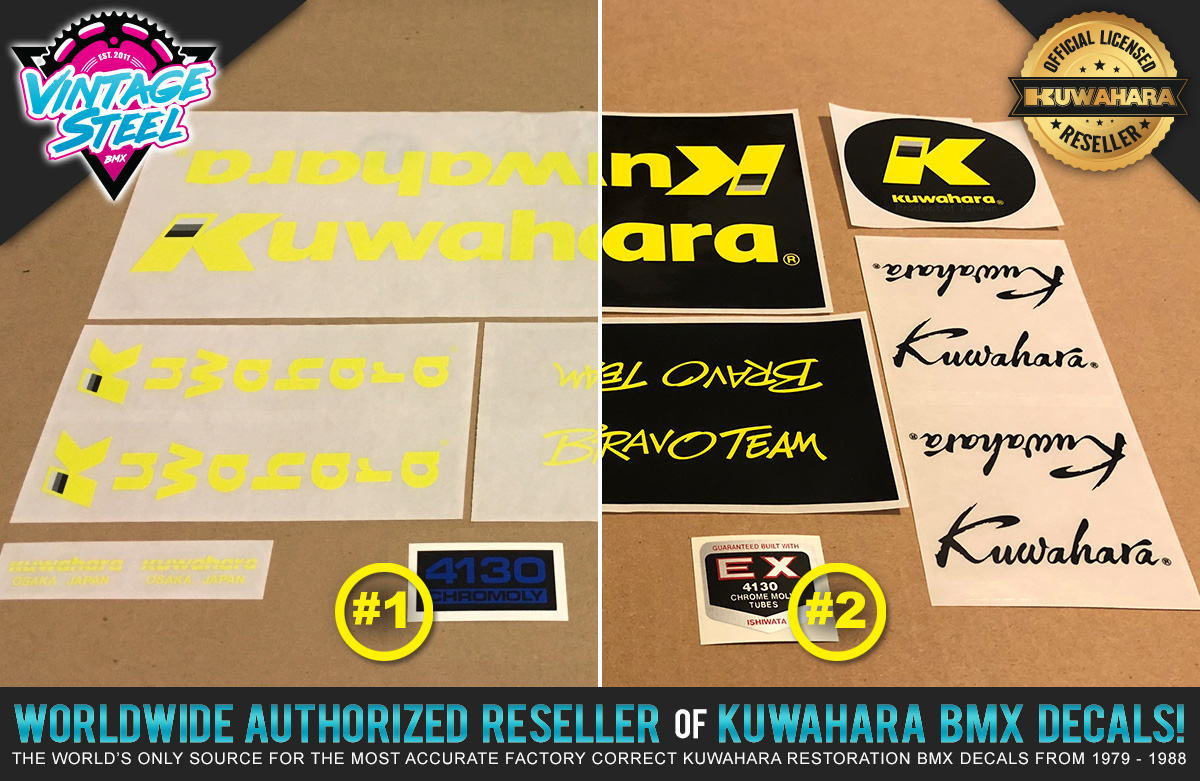 Kuwahara BRAVO TEAM BMX Decal Set (1987) - Vintage Steel