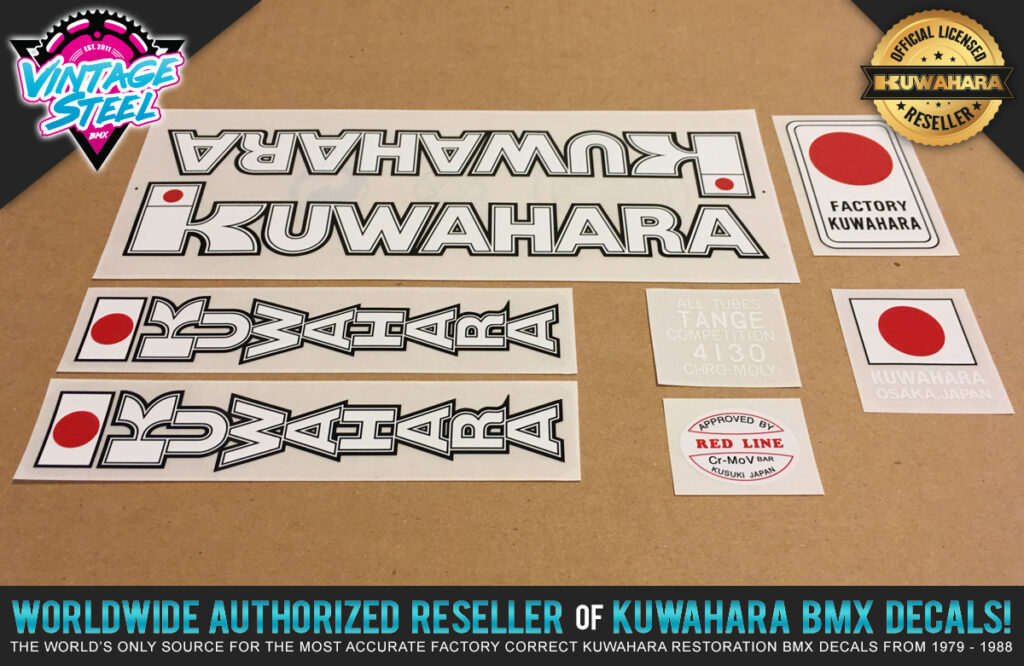 Kuwahara KZ Decal Set (1981Late 1983) White Vintage Steel