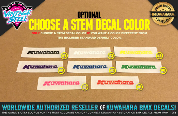 Factory Correct Kuwahara Stem BMX Decal Stickers