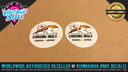 Factory Correct Kuwahara Chrome-Moly Handlebar & Seat Post BMX Decal Stickers