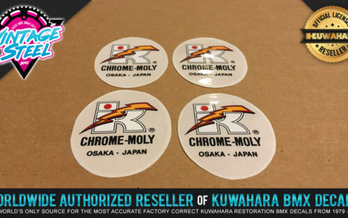 Factory Correct Kuwahara Chrome-Moly Handlebar & Seat Post BMX Decal Stickers