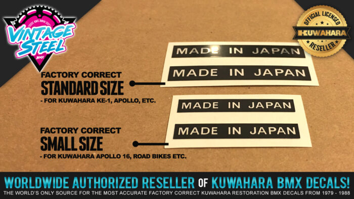 Factory Correct Kuwahara Made In Japan Decal Stickers