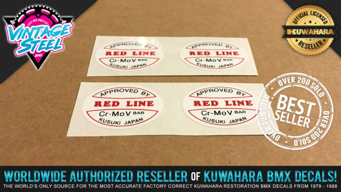 Factory Correct Redline V-Bar Handlebar BMX Decal Stickers