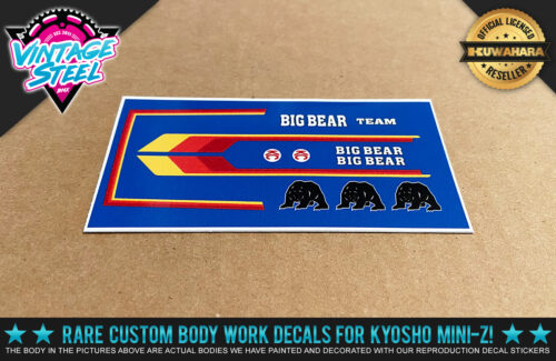 Kyosho Mini-Z Marui "BIG BEAR" Repro 1/24 R/C Body Decals - Blue - MB01 Buggy