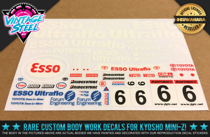 Kyosho Mini-Z Toyota Supra "ESSO ULTRAFLO" GT500 Body RC Decal Stickers! R/C